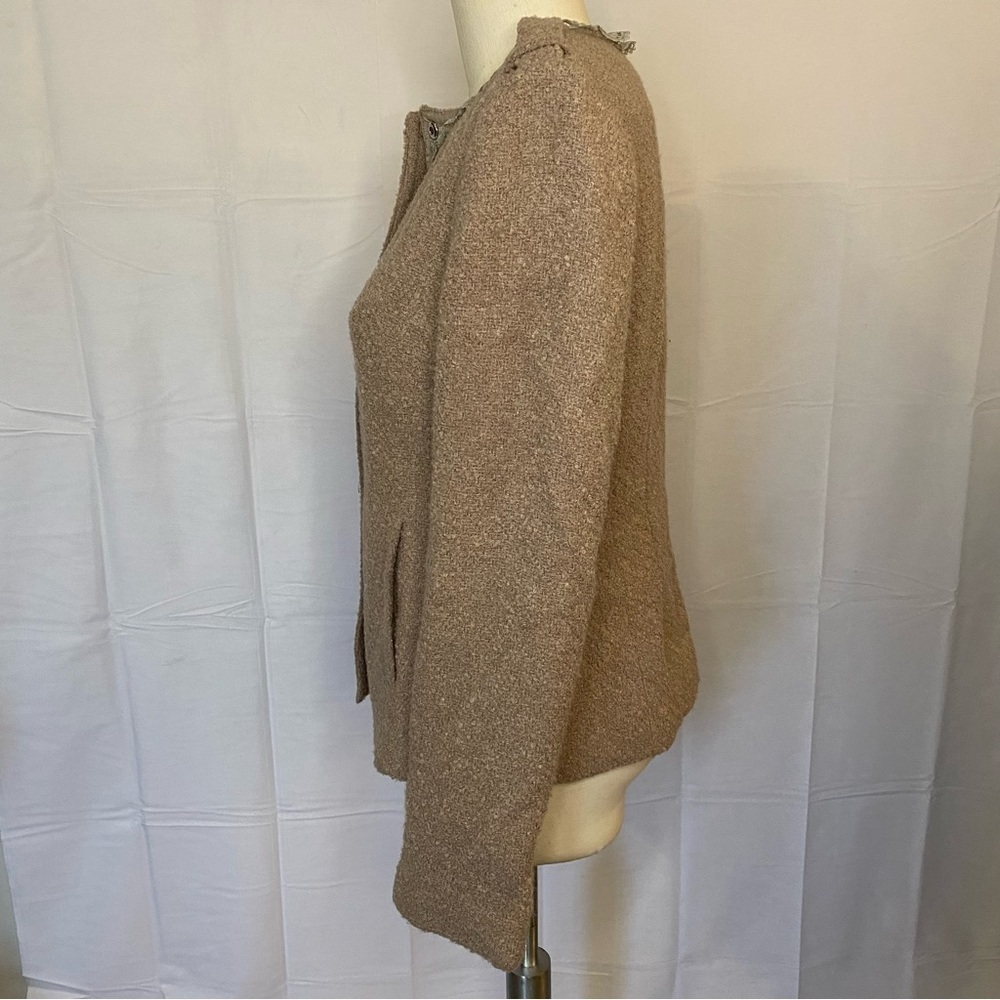 Banana Republic Pink Mauve Boucle Wool Lace Trim Snap Front Blazer Jacket 8 M - Picture 5 of 10